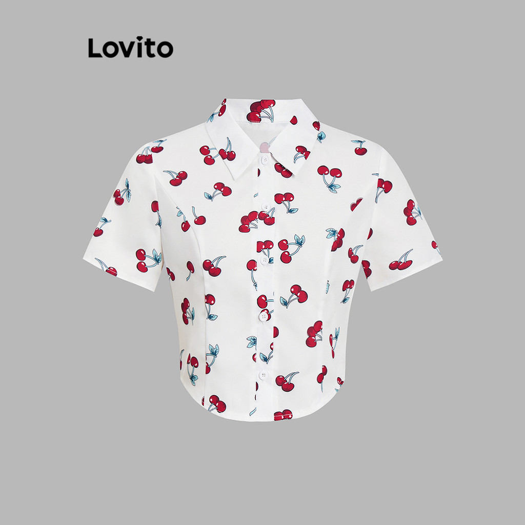 Lovito Casual Blusa Blusa Padrão Simples Cropped Para Mulheres L118ED140 · foto 2