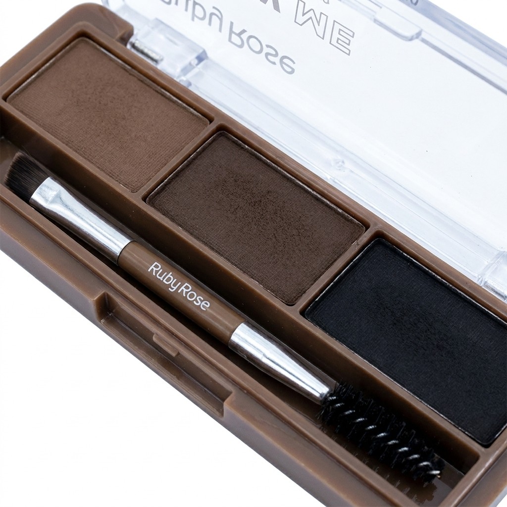 Paleta de Sombra para Sobrancelhas Brow Me Ruby Rose 3 Cores Matte com Pincel
