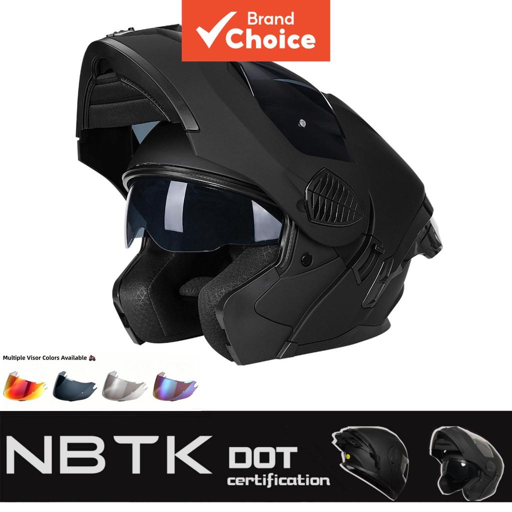 Capacete de Moto Preto Fosco 3 em 1 NBTK | Conversível de Fechado para Aberto com Lentes Duplas, Casco em ABS, Forro
