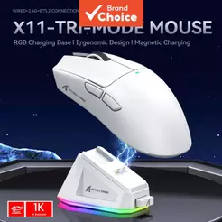 Attack Shark X11 Mouse Gamer 59g 3 Modos, Sensor Paw3311 RGB, Dock Magnético