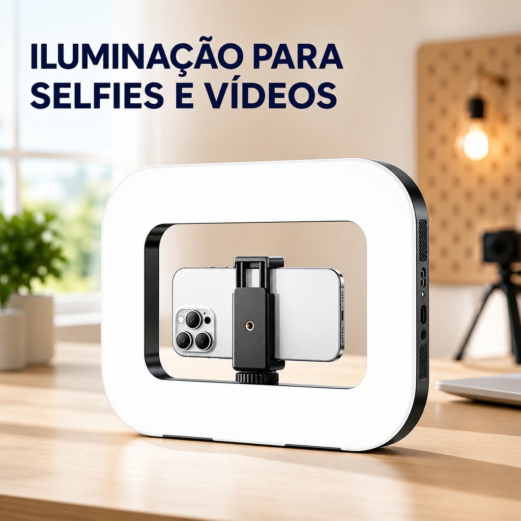 Ring Light Para Live Youtube e Tiktok 3 Cores Profissional Com Adaptador para Celular Iluminador Led