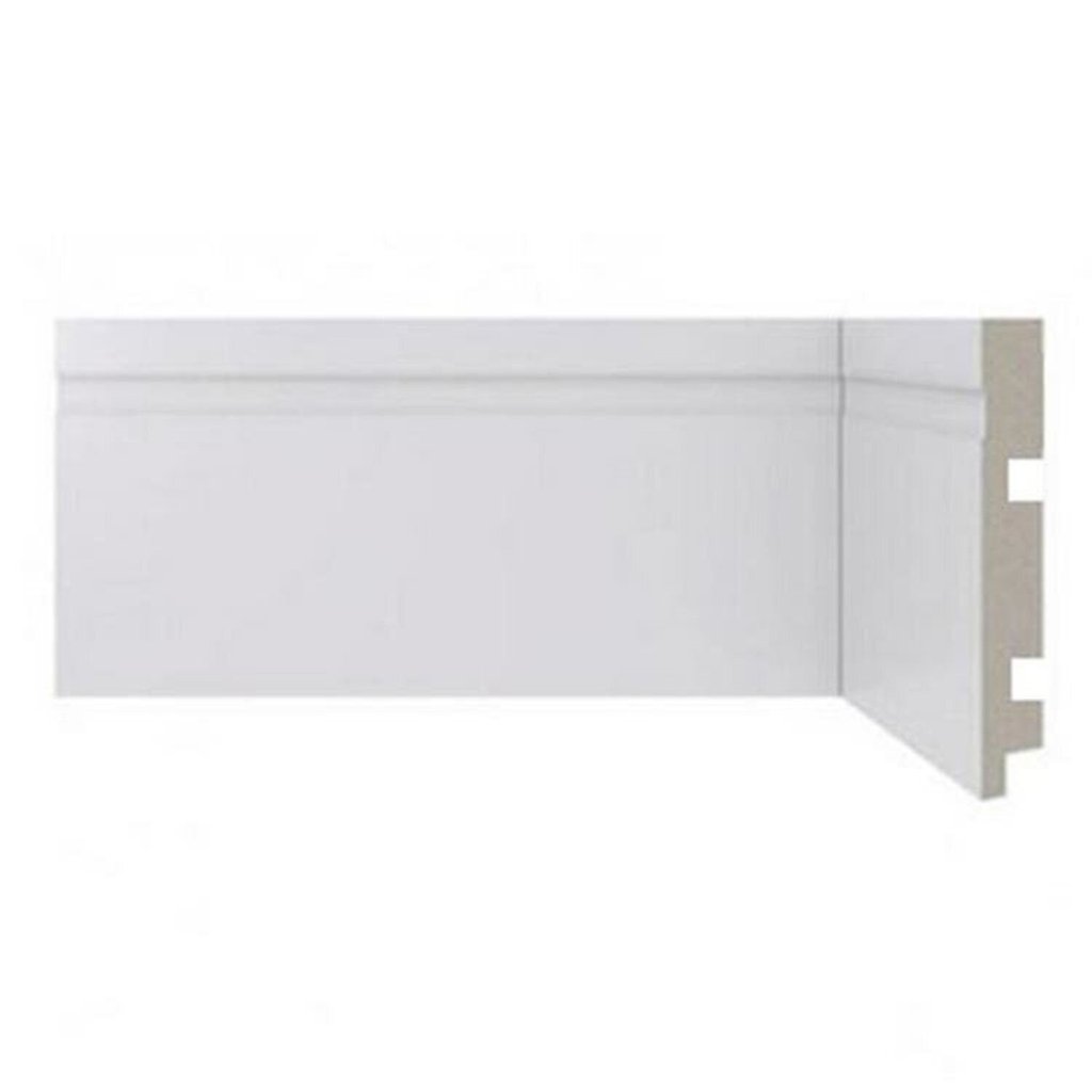 Rodapé Poliestireno Frisado 12cm x 2,40m Casa Grassi Kit 36m Branco Frisado