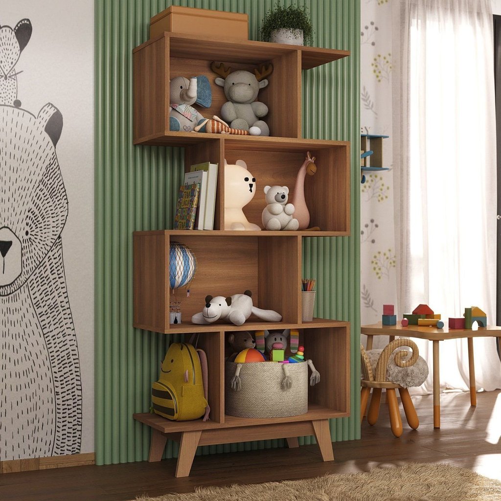 Nicho Infantil Organizador 4 Nichos Noah Espresso Moveis Marrom Nogal