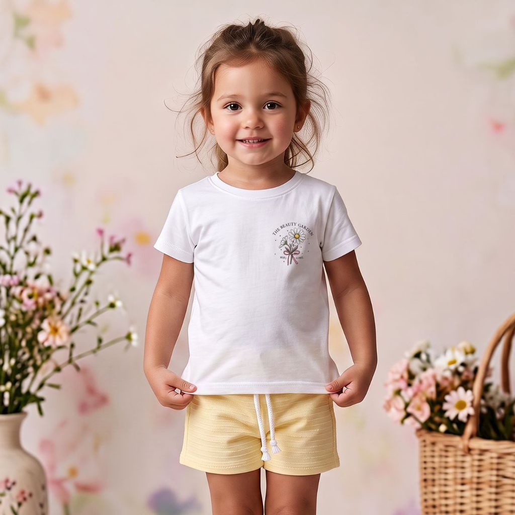 Roupa Infantil Menina Conjunto Blusa Short Algodão Estampado Moda Casual Look Passeio Confortável
