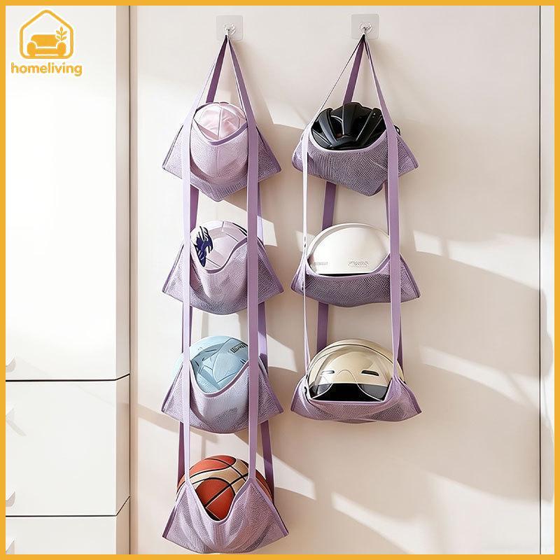 HomeLiving Pendurado Cesta De Malha De Armazenamento De Bola Esportiva 3/4 Camadas Porta Suporte De Montagem Na Parede P