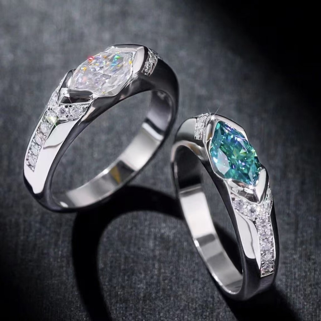Anel de casais de luxo leve, anel de zircão de design de diamante personalizado, anel de design de diamante.