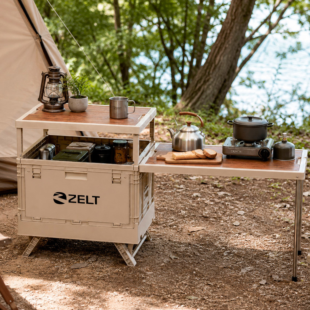 Caixa de Armazenamento Camping Cozinha Multifuncional Dobrável com Mesa Lateral ZELT — imagem 2 de 2