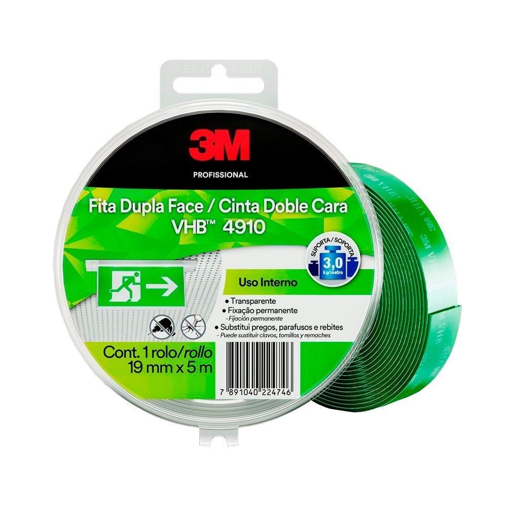 Fita Dupla Face 3m Fixa Forte VHB 4910 Transparente 19mmx5m Estojo