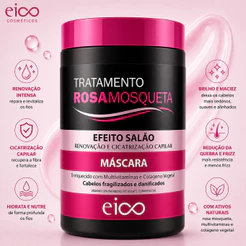 Máscara de Hidratação Eico Rosa Mosqueta 1kg Anti Frizz Reconstrução Capilar Cabelo