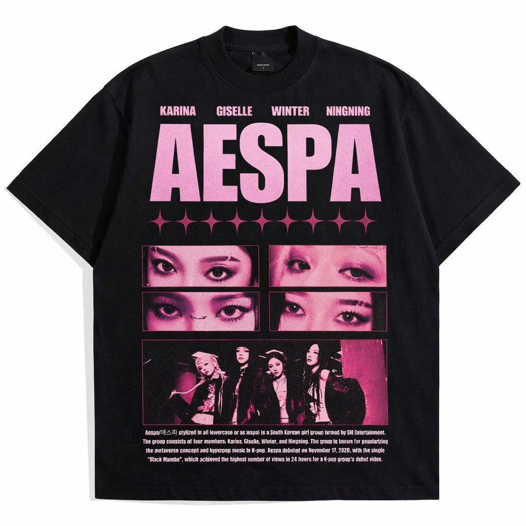 Camiseta Feminina Estampa Aespa Kpop 4 Integrantes Moda Coreana - Casual Confortável - 100% Algodão Envio Imediato