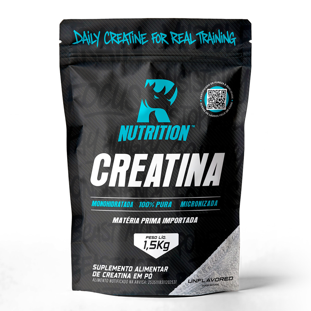 Creatina Pura 1.5kg, 1kg, 500g e 300g Monohidratada 100% Pura Micronizada – R Nutrition Rhino