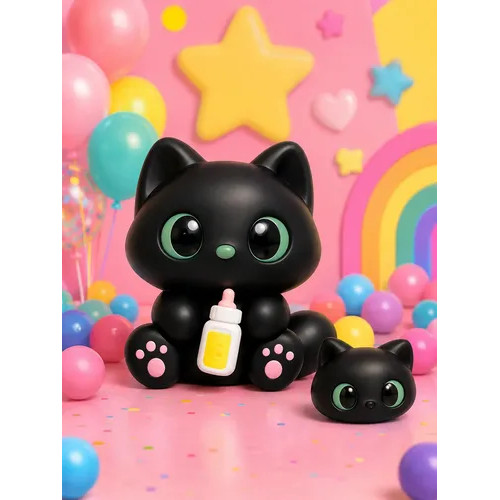 Taba Squishy Gatinho Kawaii Anti-stress De Apertar Tiktok Preto Oferta