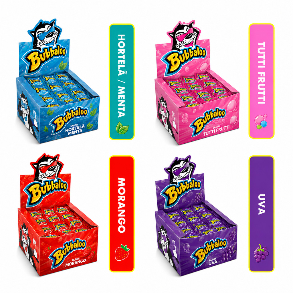 Chiclete Bubbaloo 60 Unidades Caixa Atacado – Sabores