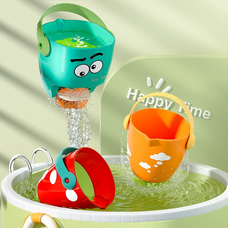 Brinquedos de banho do bebê dos desenhos animados Mini chuveiro pequeno balde em camadas colorido jogando brinquedos do 