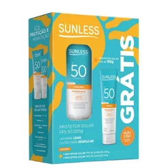 Protetor Solar Sunless FPS 50 Toque Seco 200g e Ganhe Protetor Solar Sunless FPS 50 Toque seco 90g
