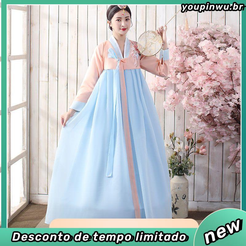Tradicional hanbok roupas femininas coreano desempenho roupas hanbok feminino dança estilo étnico palácio roupas terno f