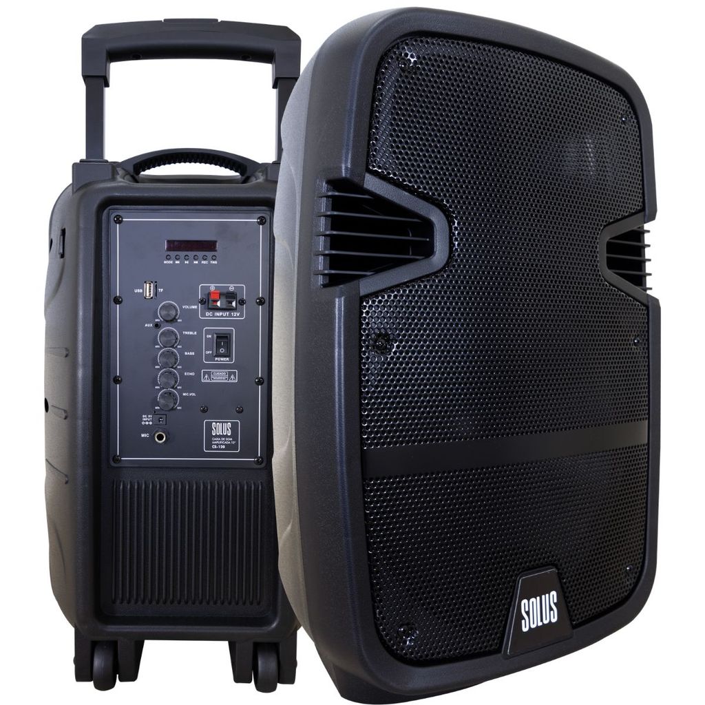 Caixa de Som Amplificada Solus CS-120 12 Polegadas 100W RMS Bluetooth USB SD FM Bivolt Bateria e Controle Remoto