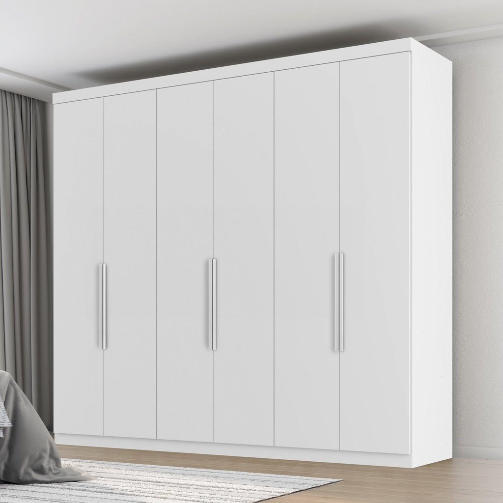 Guarda Roupa Casal Evidence Plus 6 Portas de Bater 4 Gavetas Branco/Absoluto Branco Absoluto
