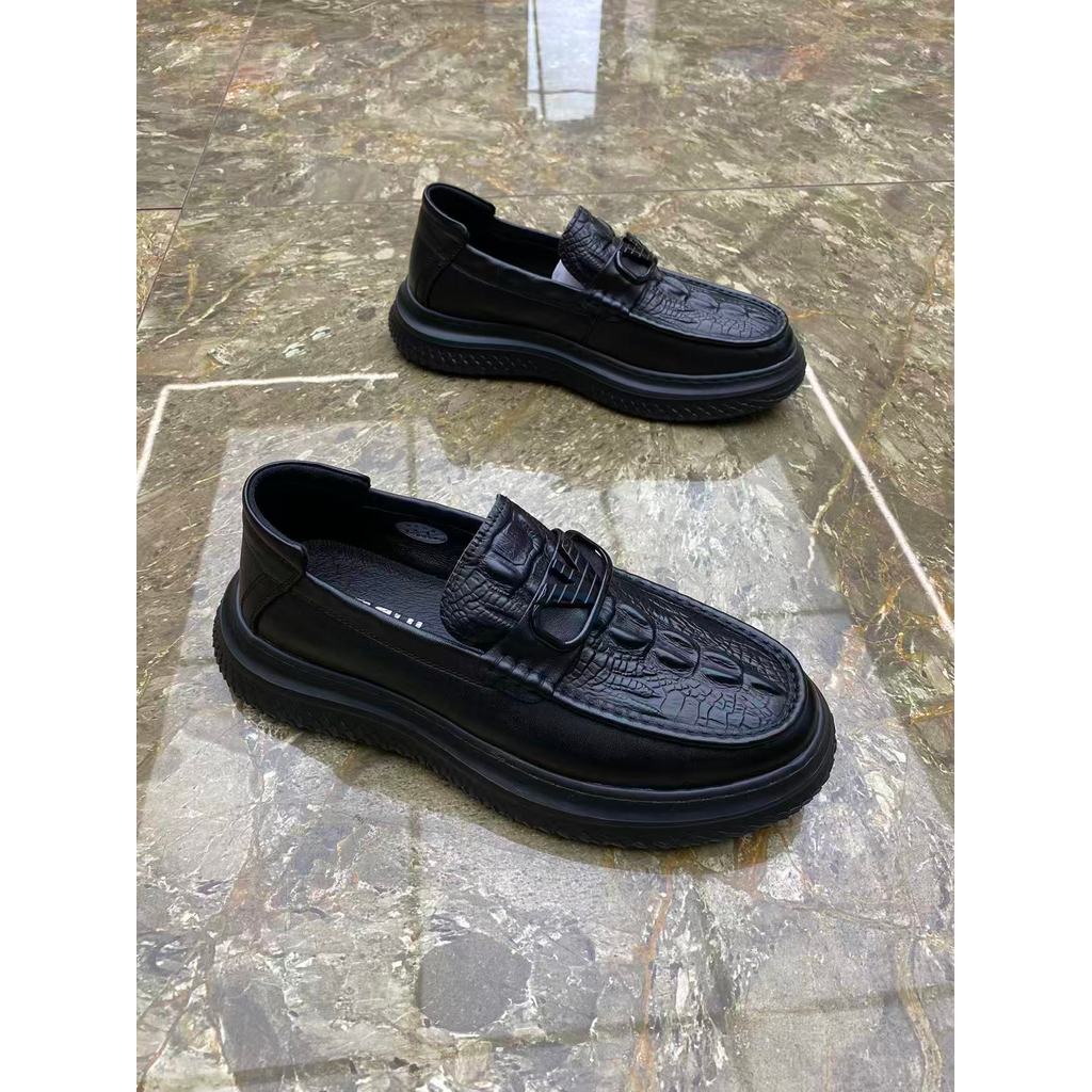 Sapatos masculinos de couro genuíno ervilhas sapatos outono novo estilo couro puro um Pedal sapatos casuais masculinos d