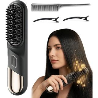 Escova Alisadora de Cabelo, Nova Escova Volumizadora Sem Fio 2026 para Cabelos Curtos, Escovas Alisadoras Portáteis Reca