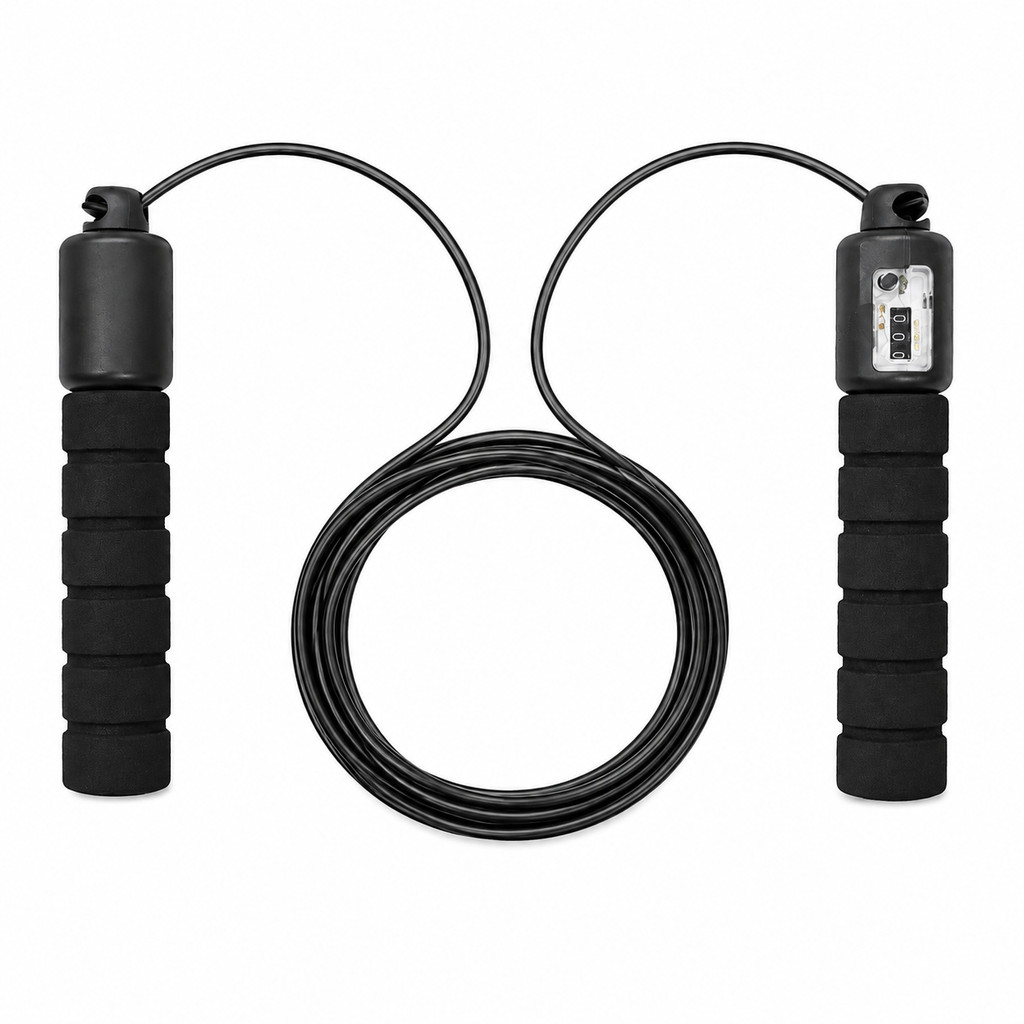 Corda de Pular Ajustável com Contador Mecânico para Treino Fitness Cardio
