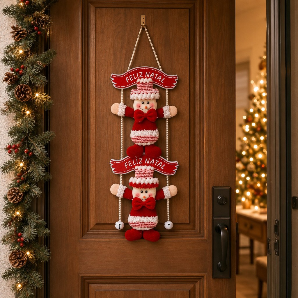 Enfeite De Porta Guirlanda De Natal Pendente Papai Noel/Boneco De Neve  Decoração Casa