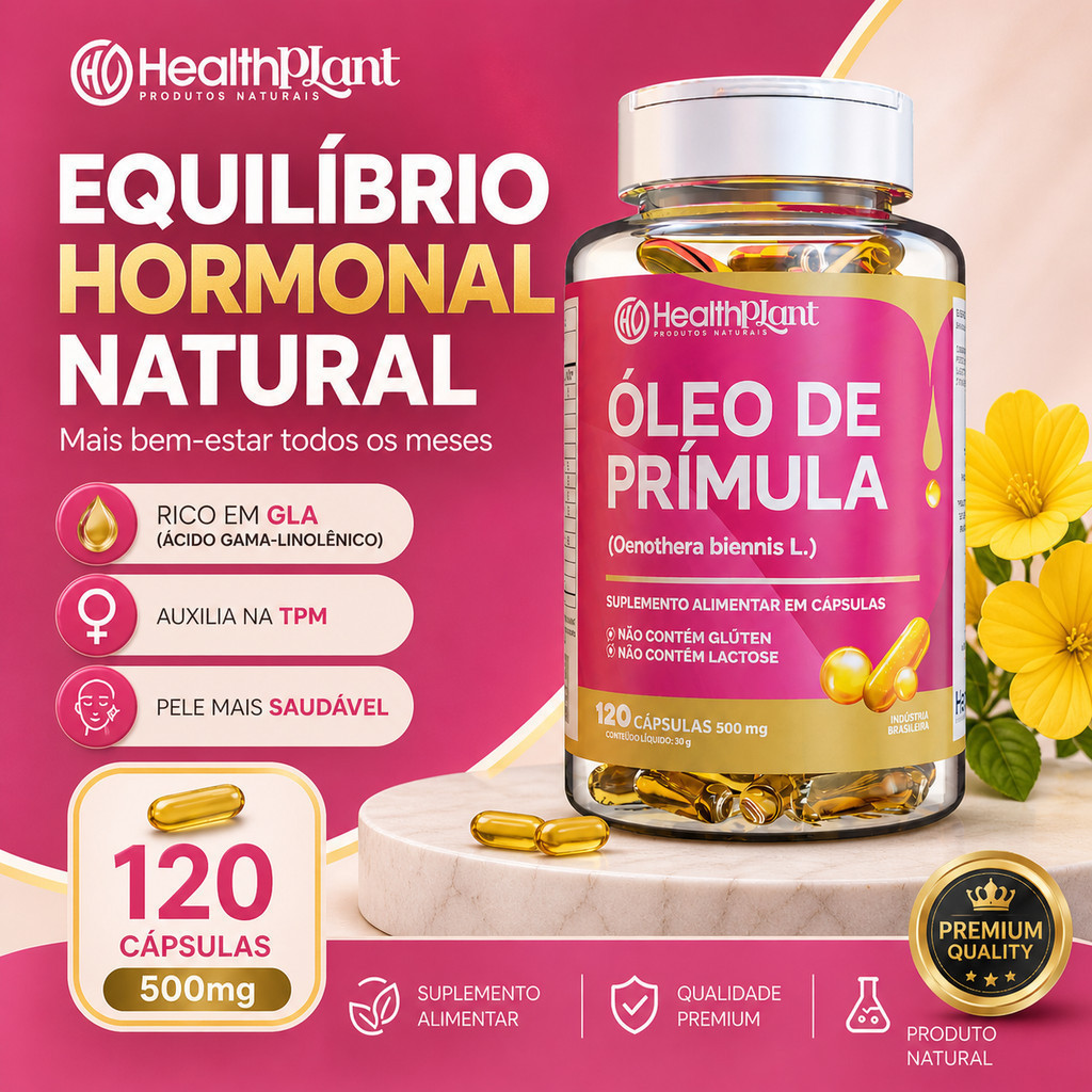 Óleo de Prímula 500mg – Suplemento Alimentar Feminino 120 Cápsulas.