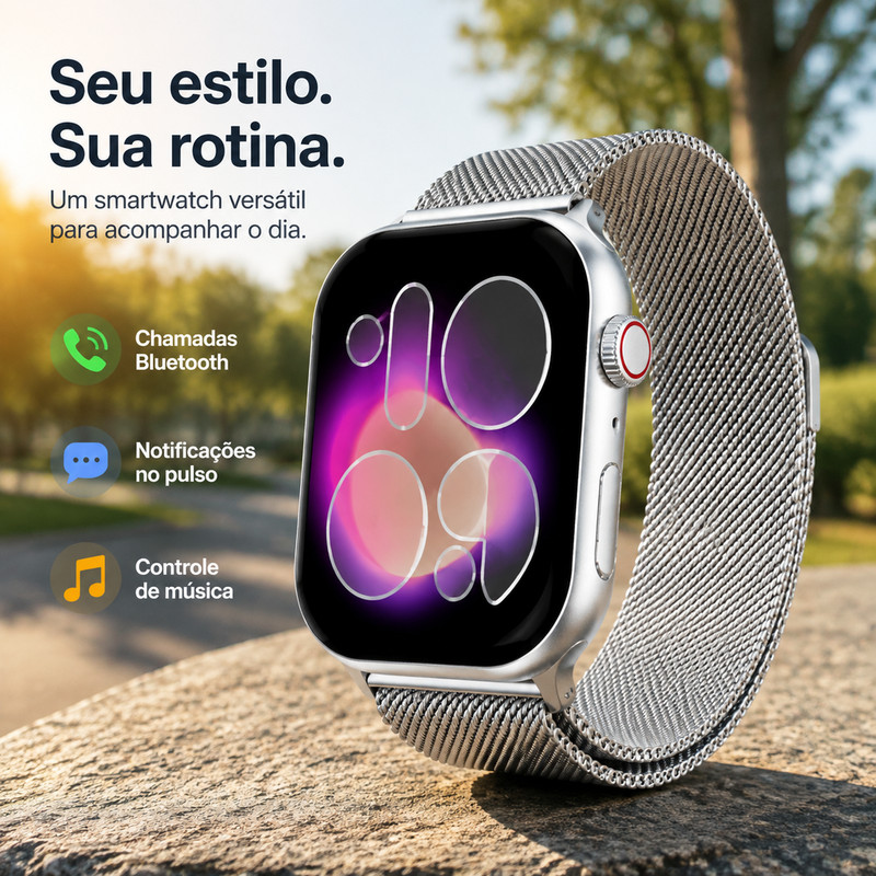 [OneEscolha] Smartwatches Mini, Pro e Plus 38mm/45mm, vem com 2 pulseiras, confortáveis para uso diário F1IR
