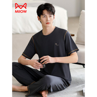 Gato pijamas masculino verão algodão seda calças de manga curta Loungewear 2026 novo estilo verão estilo masculino pode 