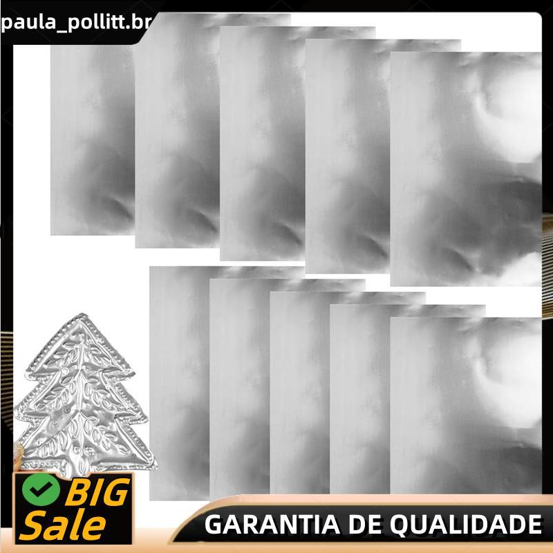 Folha De Alumínio Em Relevo Resistente-10 Peças , Folhas De Estanho Dourada E Prateada De 20x30cm , Alívio Para O Natal 
