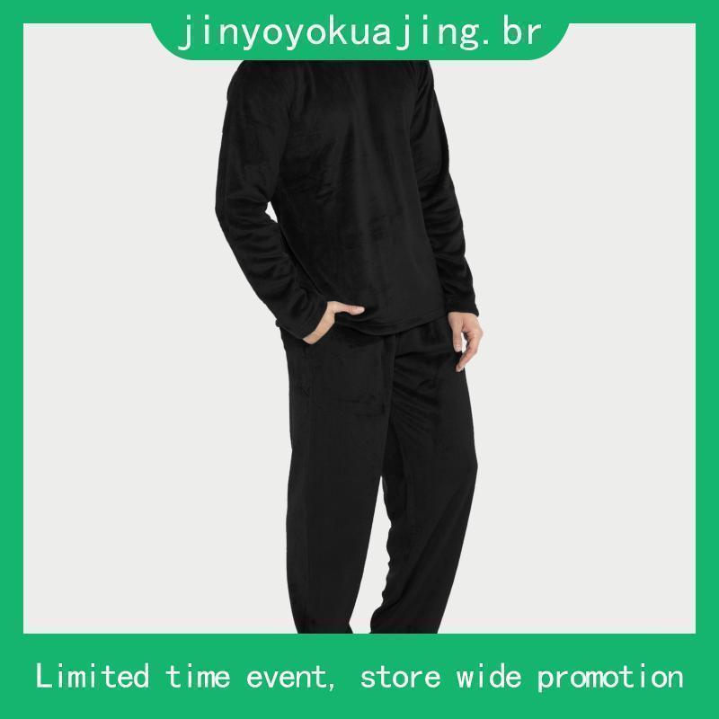 Pijama Masculino Manga Longa Calca Adulto Boss Fleece Soft Quentinho Inverno Liso Basico Victory