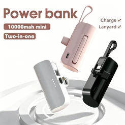 Carregador Portátil Mini Power Bank 10000mAh Com 02 Saídas Tipo-C / Lightning