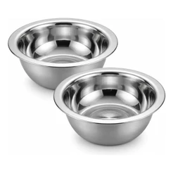 Kit 2 Bowls Aço Inox Tigelas Cozinha Confeitaria Salada Massa Empilháveis Servir 16 a 24cm
