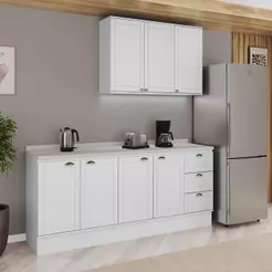 Armário de Cozinha Completa com Balcão Milla Ivory Carraro Branco