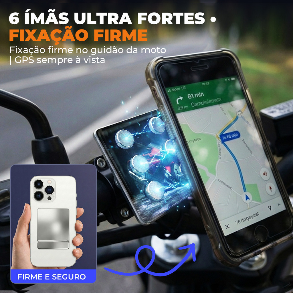 Suporte De Celular Para Moto Magnético Imã Forte Universal Seguro — imagem 2 de 2