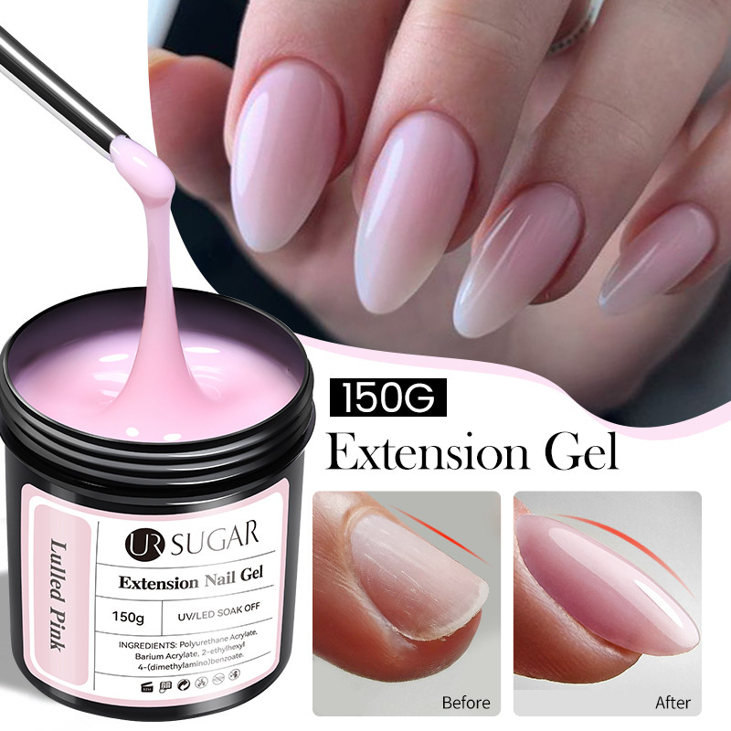 UR SUGAR 150g Gel de Extensão de Unhas Rosa Nude Leitoso, Gel UV Rápido e Duro, Auto-Nivelante MZZV
