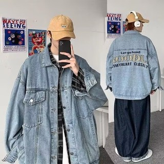 American street Wear Retro carta bordado Denim jaqueta masculina High street casal jaqueta primavera outono ins na moda