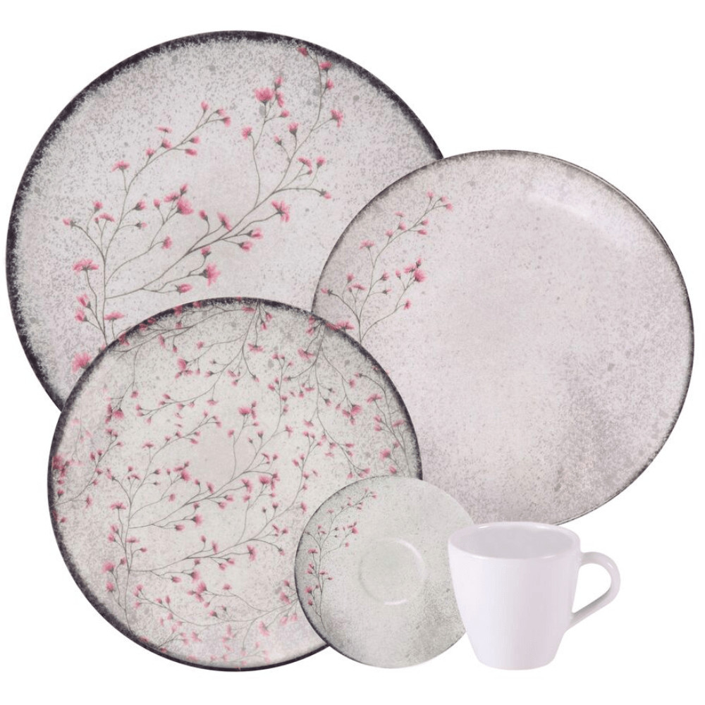 Aparelho de Jantar e Chá Floralis em Porcelana com 20 Peças - Tramontina