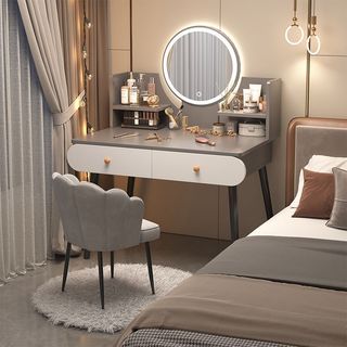 Penteadeira quarto moderno simples pequeno penteadeira espelho pequeno apartamento penteadeira influenciador cama mestre