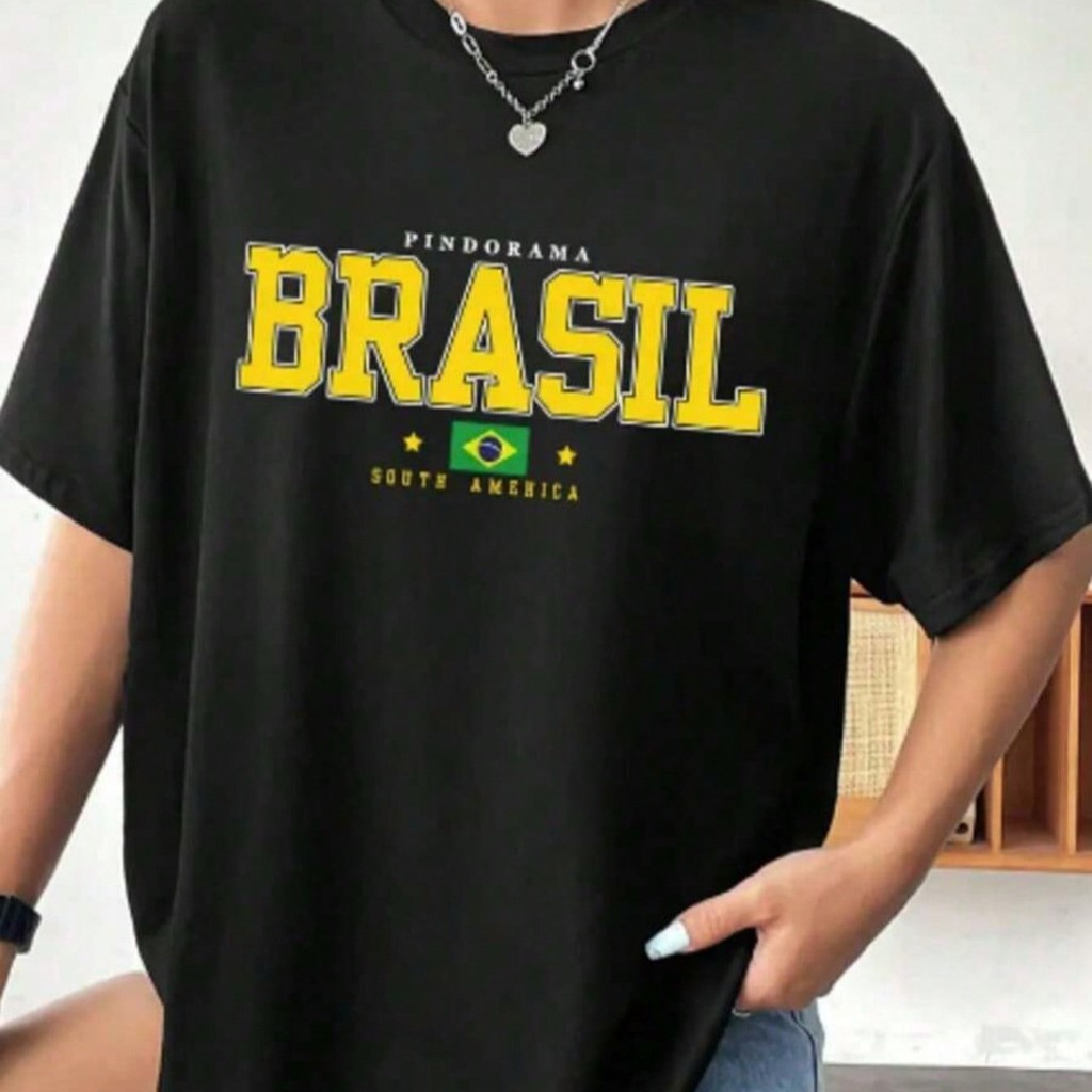 Camiseta Feminina Streetwear brasil tumblr city T-shirt Camisa Blogueira Style Camiseta do Brasil Mais Barata