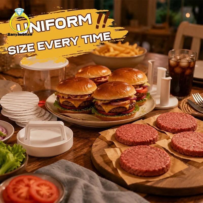 [BANY] Fabricante De Hambúrguer Multicamadas Não Sti Sem BPA Com Recipiente De Armazenamento Molde De Prensa De Carne De — imagem 2 de 2