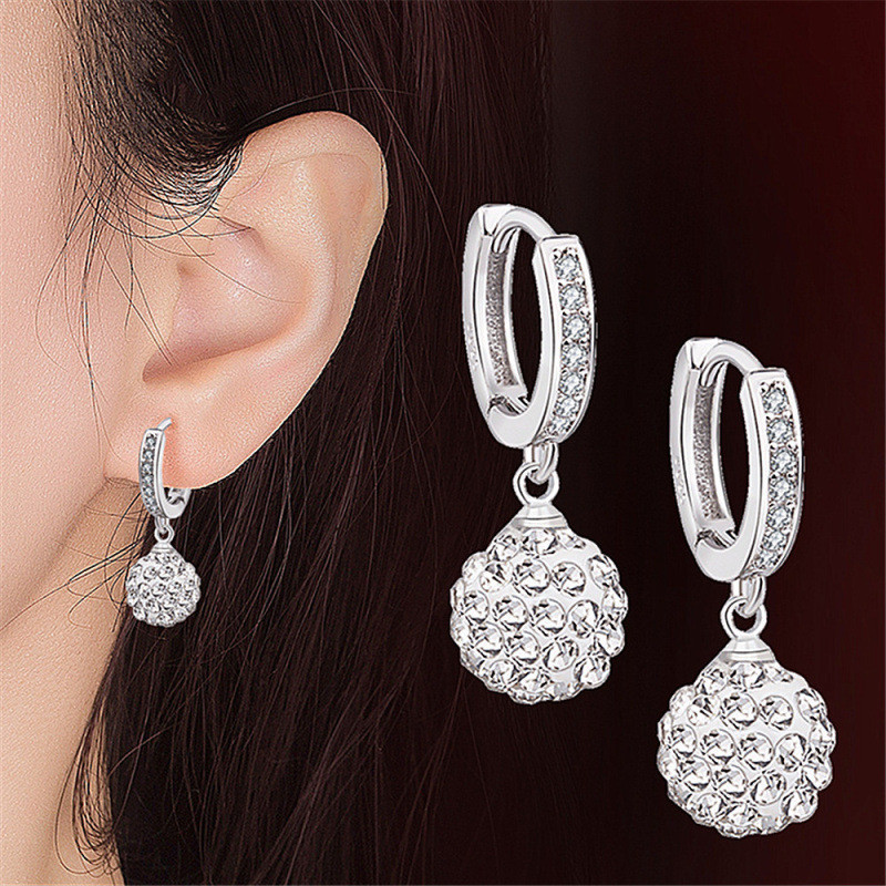 Versão coreana Shambala diamante bola brincos brincos moda feminina All-Match diamante-cravejado brincos de prata envio 