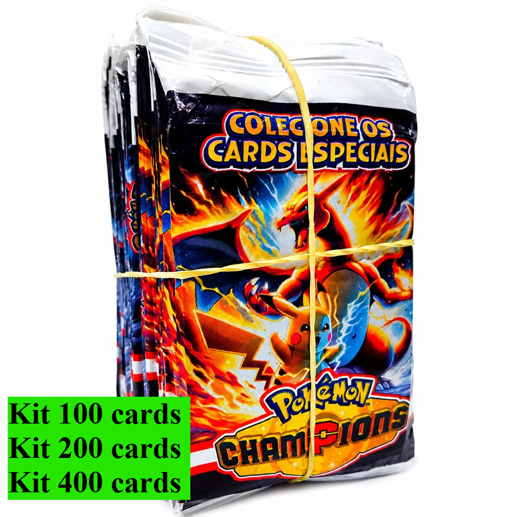 KIT CARDS POKÉMON 100/200/400 figurinhas Bafo/Lembrancinhas/Colecionar