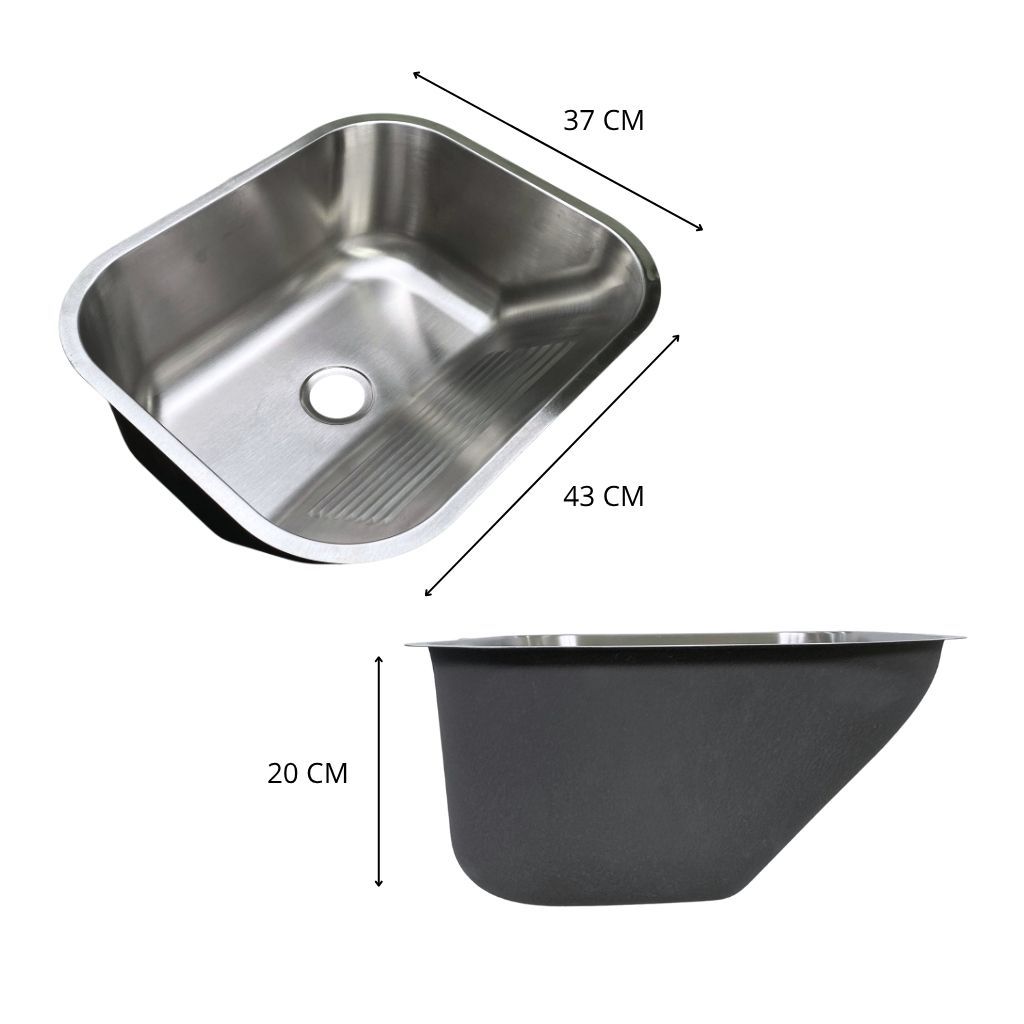 Tanque Lavanderia Aço Inox 34x40cm Escovado Com Ralo Drenagem — imagem 2 de 2