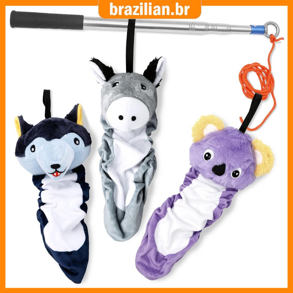 Kit De Brinquedos Interativos Para Cães , Poste Retrátil Com Corda , Animal Fofo , Brinquedo De Pelúcia Portátil , Conju