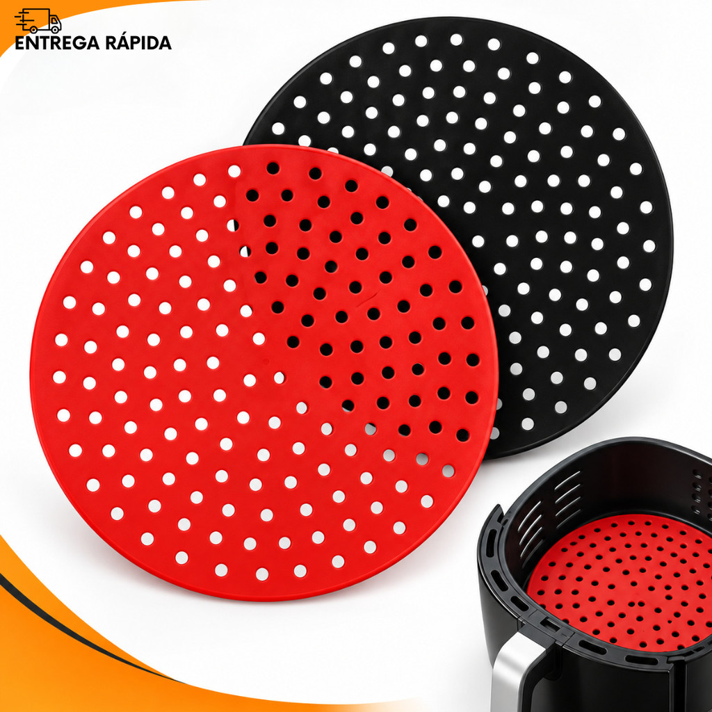 Protetor Cesto Air Fryer Silicone Tapete Redondo Pare Fritadeira Fogão de Indução