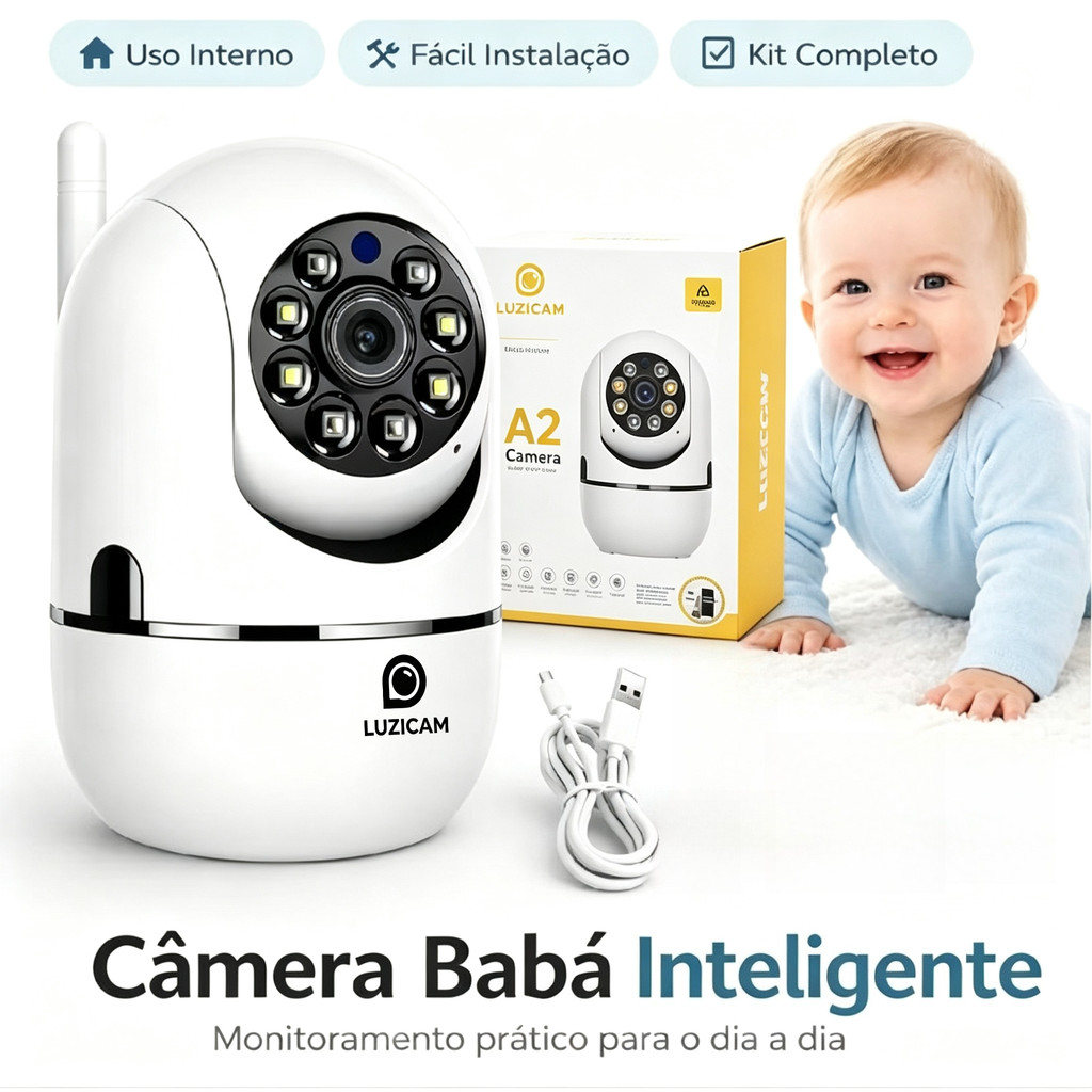 WiFi 360 ° Câmera De Segurança 1080P Full HD , Monitor De Bebê Com Áudio , Visão Noturna E Rastreamento Automático