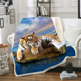 T Tiger/Lion 3D Cama Exportação Cobertor de Alta Qualidade Cobertor Sherpa Pelúcia Veludo Lençol Quente