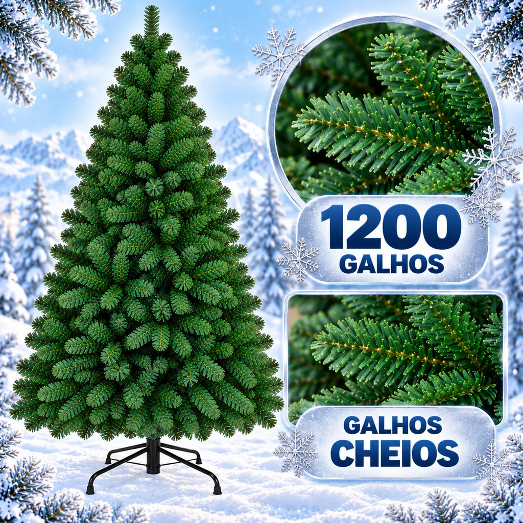 Árvore De Natal Pinheiro Canadense 2,10m 1200 Galhos Verde — imagem 2 de 2