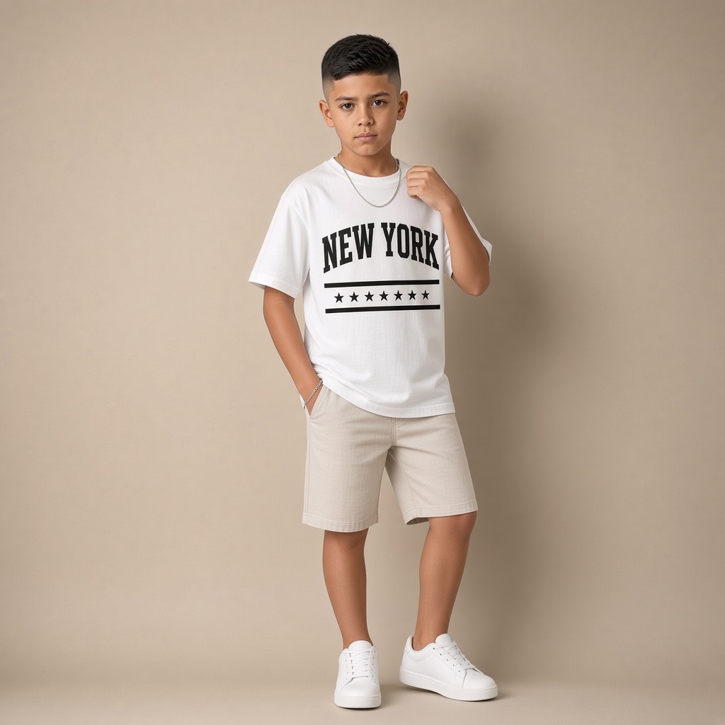 Camiseta Infantil e Jovem Estampada New York  100% Algodão Premium Criança Personalizada Unissex Blusa Camisa Jovem